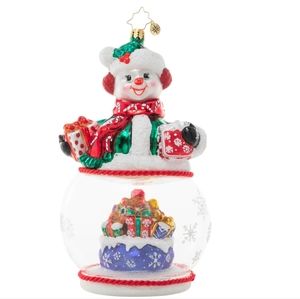 New Christopher Radko Chilly and Cheery Globe Snowman Christmas Ornament